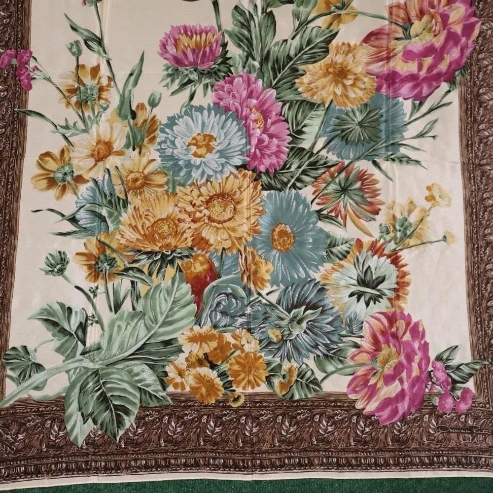 vintage Italian silk scarf featuring a floral bouquet motif 35